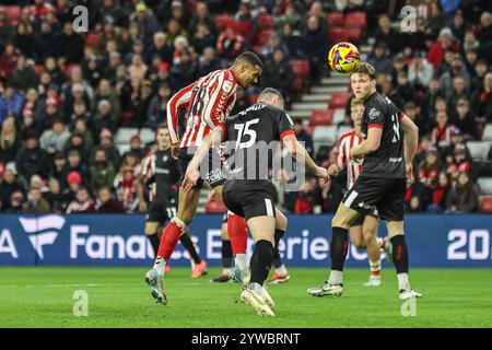 Sunderland, Großbritannien. Dezember 2024. Wilson Isidor von Sunderland trifft beim Sky Bet Championship Match Sunderland gegen Bristol City im Stadium of Light, Sunderland, Vereinigtes Königreich, 10. Dezember 2024 (Foto: Alfie Cosgrove/News Images) in Sunderland, Vereinigtes Königreich am 12.10.2024. (Foto: Alfie Cosgrove/News Images/SIPA USA) Credit: SIPA USA/Alamy Live News Stockfoto