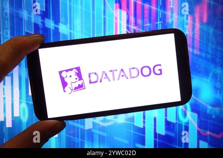 Polen. Dezember 2024. In dieser Fotoabbildung wird das Datadog-Firmenlogo auf einem Smartphone-Bildschirm angezeigt. (Foto: Piotr SWAT/SOPA Images/SIPA USA) *** ausschließlich für redaktionelle Nachrichten *** Credit: SIPA USA/Alamy Live News Stockfoto