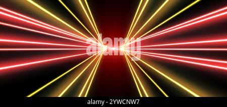 Laserstrahlen oder -Strahlen, leuchtende Neonlinien, heller futuristischer Hintergrund Stock Vektor