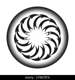 Kreisförmiges Pfeilsymbol. Symbol für dynamische Bewegung. Geometrische Vektordarstellung. Rotierendes Strömungselement. Stock Vektor