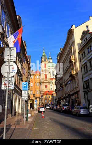 Nikolaikirche (Malostransky Chram sv. Mikulase) in Kleinstadt, Prag Tschechisch (Praha, Tschechien) Stockfoto
