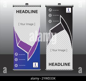 Roll-up-Banner-Ständer-Design-Vorlage, modernes Roll-up-Banner, Vektorillustration Stock Vektor