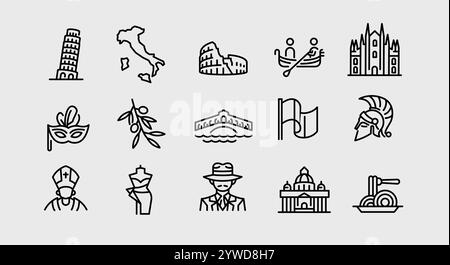 Italien Symbole Gesetzt Stock Vektor