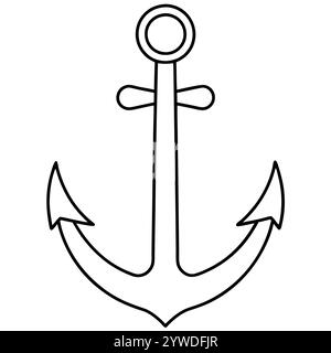 Anker des Schiffs zum Festmachen. Das Symbol für Tourismus und Erholung auf Meer, Meer und Wasser. Symbol für Vektorlinie. Bearbeitbare Kontur. Doodle-STYLE Stock Vektor