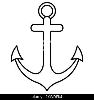 Anker des Schiffs zum Festmachen. Das Symbol für Tourismus und Erholung auf Meer, Meer und Wasser. Symbol für Vektorlinie. Bearbeitbare Kontur. Doodle-STYLE Stock Vektor