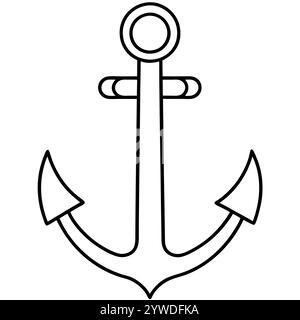 Anker des Schiffs zum Festmachen. Das Symbol für Tourismus und Erholung auf Meer, Meer und Wasser. Symbol für Vektorlinie. Bearbeitbare Kontur. Doodle-STYLE Stock Vektor