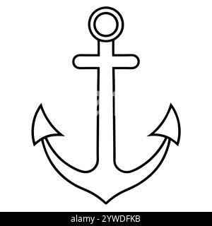Anker des Schiffs zum Festmachen. Das Symbol für Tourismus und Erholung auf Meer, Meer und Wasser. Symbol für Vektorlinie. Bearbeitbare Kontur. Doodle-STYLE Stock Vektor