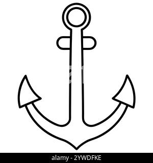 Anker des Schiffs zum Festmachen. Das Symbol für Tourismus und Erholung auf Meer, Meer und Wasser. Symbol für Vektorlinie. Bearbeitbare Kontur. Doodle-STYLE Stock Vektor