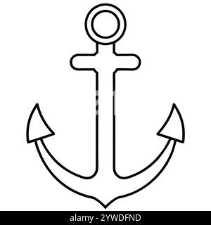 Anker des Schiffs zum Festmachen. Das Symbol für Tourismus und Erholung auf Meer, Meer und Wasser. Symbol für Vektorlinie. Bearbeitbare Kontur. Doodle-STYLE Stock Vektor