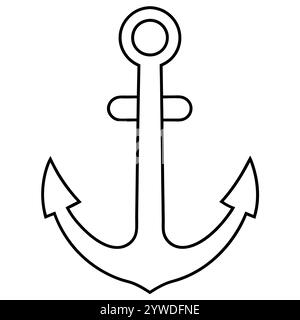 Anker des Schiffs zum Festmachen. Das Symbol für Tourismus und Erholung auf Meer, Meer und Wasser. Symbol für Vektorlinie. Bearbeitbare Kontur. Doodle-STYLE Stock Vektor