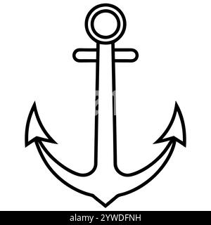 Anker des Schiffs zum Festmachen. Das Symbol für Tourismus und Erholung auf Meer, Meer und Wasser. Symbol für Vektorlinie. Bearbeitbare Kontur. Doodle-STYLE Stock Vektor