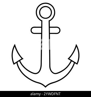 Anker des Schiffs zum Festmachen. Das Symbol für Tourismus und Erholung auf Meer, Meer und Wasser. Symbol für Vektorlinie. Bearbeitbare Kontur. Doodle-STYLE Stock Vektor
