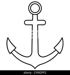 Anker des Schiffs zum Festmachen. Das Symbol für Tourismus und Erholung auf Meer, Meer und Wasser. Symbol für Vektorlinie. Bearbeitbare Kontur. Doodle-STYLE Stock Vektor