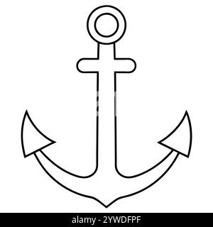 Anker des Schiffs zum Festmachen. Das Symbol für Tourismus und Erholung auf Meer, Meer und Wasser. Symbol für Vektorlinie. Bearbeitbare Kontur. Doodle-STYLE Stock Vektor
