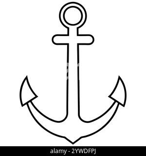 Anker des Schiffs zum Festmachen. Das Symbol für Tourismus und Erholung auf Meer, Meer und Wasser. Symbol für Vektorlinie. Bearbeitbare Kontur. Doodle-STYLE Stock Vektor