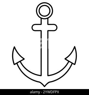 Anker des Schiffs zum Festmachen. Das Symbol für Tourismus und Erholung auf Meer, Meer und Wasser. Symbol für Vektorlinie. Bearbeitbare Kontur. Doodle-STYLE Stock Vektor