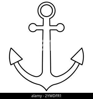 Anker des Schiffs zum Festmachen. Das Symbol für Tourismus und Erholung auf Meer, Meer und Wasser. Symbol für Vektorlinie. Bearbeitbare Kontur. Doodle-STYLE Stock Vektor
