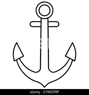 Anker des Schiffs zum Festmachen. Das Symbol für Tourismus und Erholung auf Meer, Meer und Wasser. Symbol für Vektorlinie. Bearbeitbare Kontur. Doodle-STYLE Stock Vektor