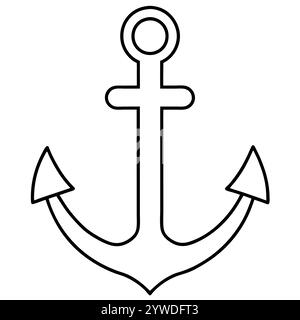Anker des Schiffs zum Festmachen. Das Symbol für Tourismus und Erholung auf Meer, Meer und Wasser. Symbol für Vektorlinie. Bearbeitbare Kontur. Doodle-STYLE Stock Vektor