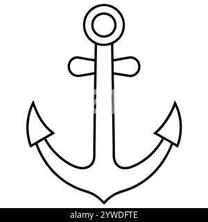 Anker des Schiffs zum Festmachen. Das Symbol für Tourismus und Erholung auf Meer, Meer und Wasser. Symbol für Vektorlinie. Bearbeitbare Kontur. Doodle-STYLE Stock Vektor