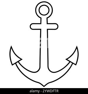 Anker des Schiffs zum Festmachen. Das Symbol für Tourismus und Erholung auf Meer, Meer und Wasser. Symbol für Vektorlinie. Bearbeitbare Kontur. Doodle-STYLE Stock Vektor