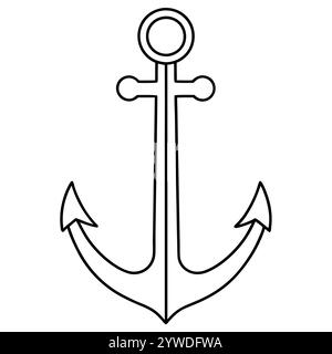 Anker des Schiffs zum Festmachen. Das Symbol für Tourismus und Erholung auf Meer, Meer und Wasser. Symbol für Vektorlinie. Bearbeitbare Kontur. Doodle-STYLE Stock Vektor