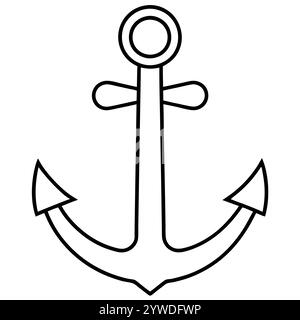 Anker des Schiffs zum Festmachen. Das Symbol für Tourismus und Erholung auf Meer, Meer und Wasser. Symbol für Vektorlinie. Bearbeitbare Kontur. Doodle-STYLE Stock Vektor