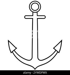 Anker des Schiffs zum Festmachen. Das Symbol für Tourismus und Erholung auf Meer, Meer und Wasser. Symbol für Vektorlinie. Bearbeitbare Kontur. Doodle-STYLE Stock Vektor