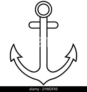Anker des Schiffs zum Festmachen. Das Symbol für Tourismus und Erholung auf Meer, Meer und Wasser. Symbol für Vektorlinie. Bearbeitbare Kontur. Doodle-STYLE Stock Vektor