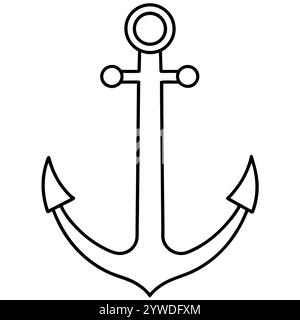 Anker des Schiffs zum Festmachen. Das Symbol für Tourismus und Erholung auf Meer, Meer und Wasser. Symbol für Vektorlinie. Bearbeitbare Kontur. Doodle-STYLE Stock Vektor