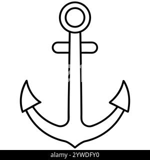 Anker des Schiffs zum Festmachen. Das Symbol für Tourismus und Erholung auf Meer, Meer und Wasser. Symbol für Vektorlinie. Bearbeitbare Kontur. Doodle-STYLE Stock Vektor