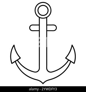 Anker des Schiffs zum Festmachen. Das Symbol für Tourismus und Erholung auf Meer, Meer und Wasser. Symbol für Vektorlinie. Bearbeitbare Kontur. Doodle-STYLE Stock Vektor