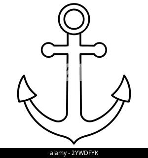 Anker des Schiffs zum Festmachen. Das Symbol für Tourismus und Erholung auf Meer, Meer und Wasser. Symbol für Vektorlinie. Bearbeitbare Kontur. Doodle-STYLE Stock Vektor