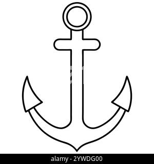 Anker des Schiffs zum Festmachen. Das Symbol für Tourismus und Erholung auf Meer, Meer und Wasser. Symbol für Vektorlinie. Bearbeitbare Kontur. Doodle-STYLE Stock Vektor