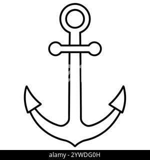 Anker des Schiffs zum Festmachen. Das Symbol für Tourismus und Erholung auf Meer, Meer und Wasser. Symbol für Vektorlinie. Bearbeitbare Kontur. Doodle-STYLE Stock Vektor