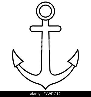 Anker des Schiffs zum Festmachen. Das Symbol für Tourismus und Erholung auf Meer, Meer und Wasser. Symbol für Vektorlinie. Bearbeitbare Kontur. Doodle-STYLE Stock Vektor