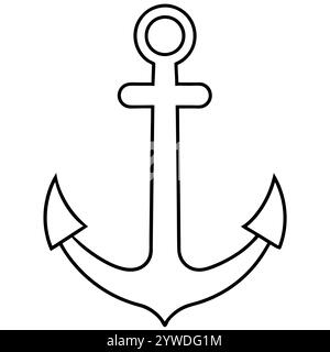 Anker des Schiffs zum Festmachen. Das Symbol für Tourismus und Erholung auf Meer, Meer und Wasser. Symbol für Vektorlinie. Bearbeitbare Kontur. Doodle-STYLE Stock Vektor
