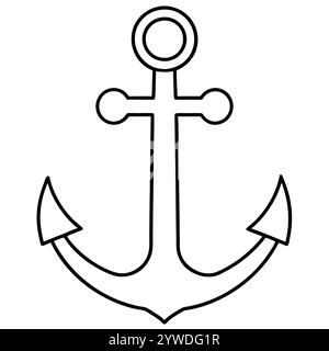 Anker des Schiffs zum Festmachen. Das Symbol für Tourismus und Erholung auf Meer, Meer und Wasser. Symbol für Vektorlinie. Bearbeitbare Kontur. Doodle-STYLE Stock Vektor
