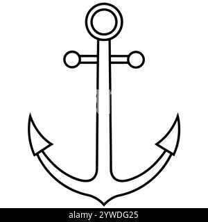 Anker des Schiffs zum Festmachen. Das Symbol für Tourismus und Erholung auf Meer, Meer und Wasser. Symbol für Vektorlinie. Bearbeitbare Kontur. Doodle-STYLE Stock Vektor