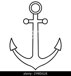 Anker des Schiffs zum Festmachen. Das Symbol für Tourismus und Erholung auf Meer, Meer und Wasser. Symbol für Vektorlinie. Bearbeitbare Kontur. Doodle-STYLE Stock Vektor