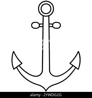 Anker des Schiffs zum Festmachen. Das Symbol für Tourismus und Erholung auf Meer, Meer und Wasser. Symbol für Vektorlinie. Bearbeitbare Kontur. Doodle-STYLE Stock Vektor