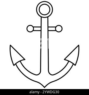 Anker des Schiffs zum Festmachen. Das Symbol für Tourismus und Erholung auf Meer, Meer und Wasser. Symbol für Vektorlinie. Bearbeitbare Kontur. Doodle-STYLE Stock Vektor