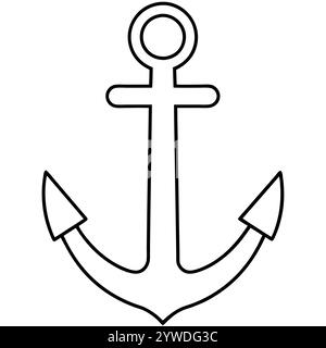Anker des Schiffs zum Festmachen. Das Symbol für Tourismus und Erholung auf Meer, Meer und Wasser. Symbol für Vektorlinie. Bearbeitbare Kontur. Doodle-STYLE Stock Vektor