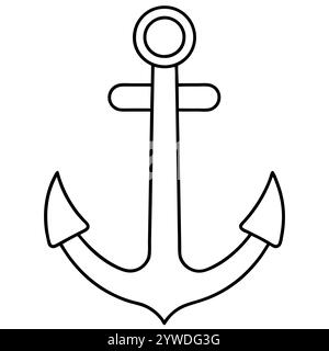 Anker des Schiffs zum Festmachen. Das Symbol für Tourismus und Erholung auf Meer, Meer und Wasser. Symbol für Vektorlinie. Bearbeitbare Kontur. Doodle-STYLE Stock Vektor