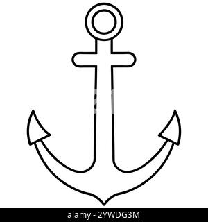 Anker des Schiffs zum Festmachen. Das Symbol für Tourismus und Erholung auf Meer, Meer und Wasser. Symbol für Vektorlinie. Bearbeitbare Kontur. Doodle-STYLE Stock Vektor