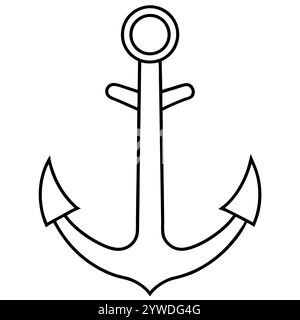Anker des Schiffs zum Festmachen. Das Symbol für Tourismus und Erholung auf Meer, Meer und Wasser. Symbol für Vektorlinie. Bearbeitbare Kontur. Doodle-STYLE Stock Vektor