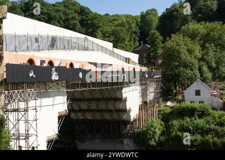 Ironbridge, Shropshire, Großbritannien, 22-06-2018. Die weltberühmte Brücke wurde umfassend renoviert. Stockfoto