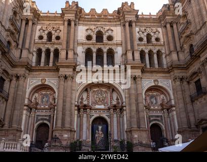 Hauptportal der Kathedrale von Malaga, Andalusien, Spanien Stockfoto