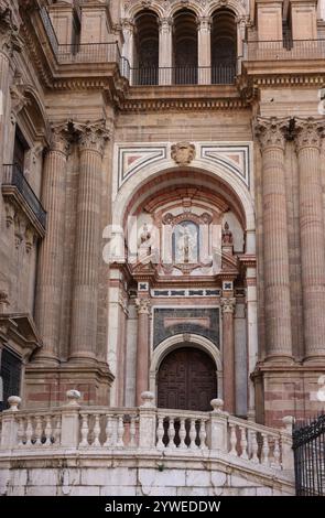 Hauptportal der Kathedrale von Malaga, Andalusien, Spanien Stockfoto