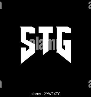 STG Letter Logodesign für Technologieunternehmen. Schwarz-weiß-Farbkombination mit STG-Logo. STG-Logo, STG-Vektor, STG-Design, STG-Symbol, STG-Alph Stock Vektor